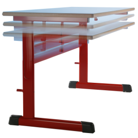 Zweier-Schülertisch Modell TH-Z-V, höhenverstellbar, mit Vollkern Tischplatte "Powersurf" Einer-Schülertisch 130 cm breit, 55 cm oder 65 cm tief, die einstellbaren Höhen nach DIN sind in 2 Gruppen wählbar-image
