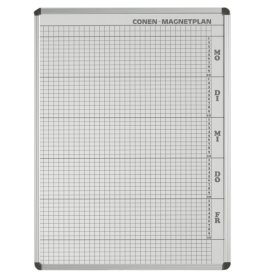 Plantafel mit Personalplan und Stundenraster aus beschreibbarer Premium Stahlemaille, weiß Oberflächen magnethaftend, Rastermaß B/H: 20x20/16 mm-image