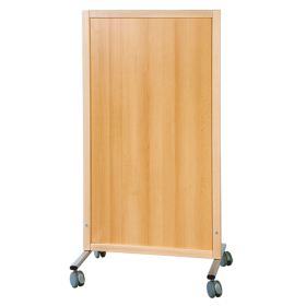 Trennwand fahrbar, mit Melamin-Fläche B/H/T: 74x137x50 cm, Stahlgestell mit RAL-Farbe 9006 (weißaluminium)-image