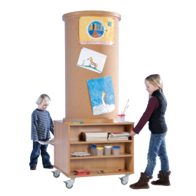Mobile Kork-Litfaßsäule mit 2 Regalen B/H/T: 77x190x77 cm-image