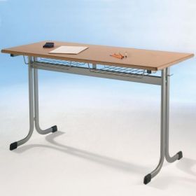 Zweier-Schülertisch 130x65 cm MT60Z-V, mit Vollkern Tischplatte "Powersurf" B/H/T: 130x53x65 cm, Tischhöhe: 53 cm-image