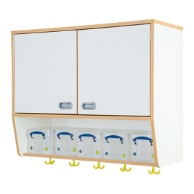 Hängeschrank als Ablage mit Boxen Schrank, darunter Aufbewahrungsboxen, Garderobenhaken, H/T: 80x40 cm-image