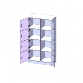 Schließfachschrank, 4 Ordnerhöhen - Serie evo180 B/H/T: 80x154x40 cm, 8 Schließfächer, mit Sockel (81 mm)-image