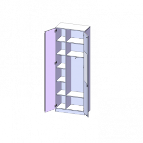 Garderobenschrank mit Spiegel und Garderobenstange, 6 Ordnerhöhen - Serie evo180 B/H/T: 80x226x40 cm, 2 Türen, abschließbar, eine Seite Garderobe, eine Seite Fachboden, Sockel -image