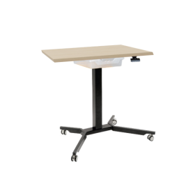 Sitz- / Stehtisch fahrbar mit Schublade und Melaminplatte H: 70-111 cm, fahrbarer und höhenverstellbarer Tisch-image